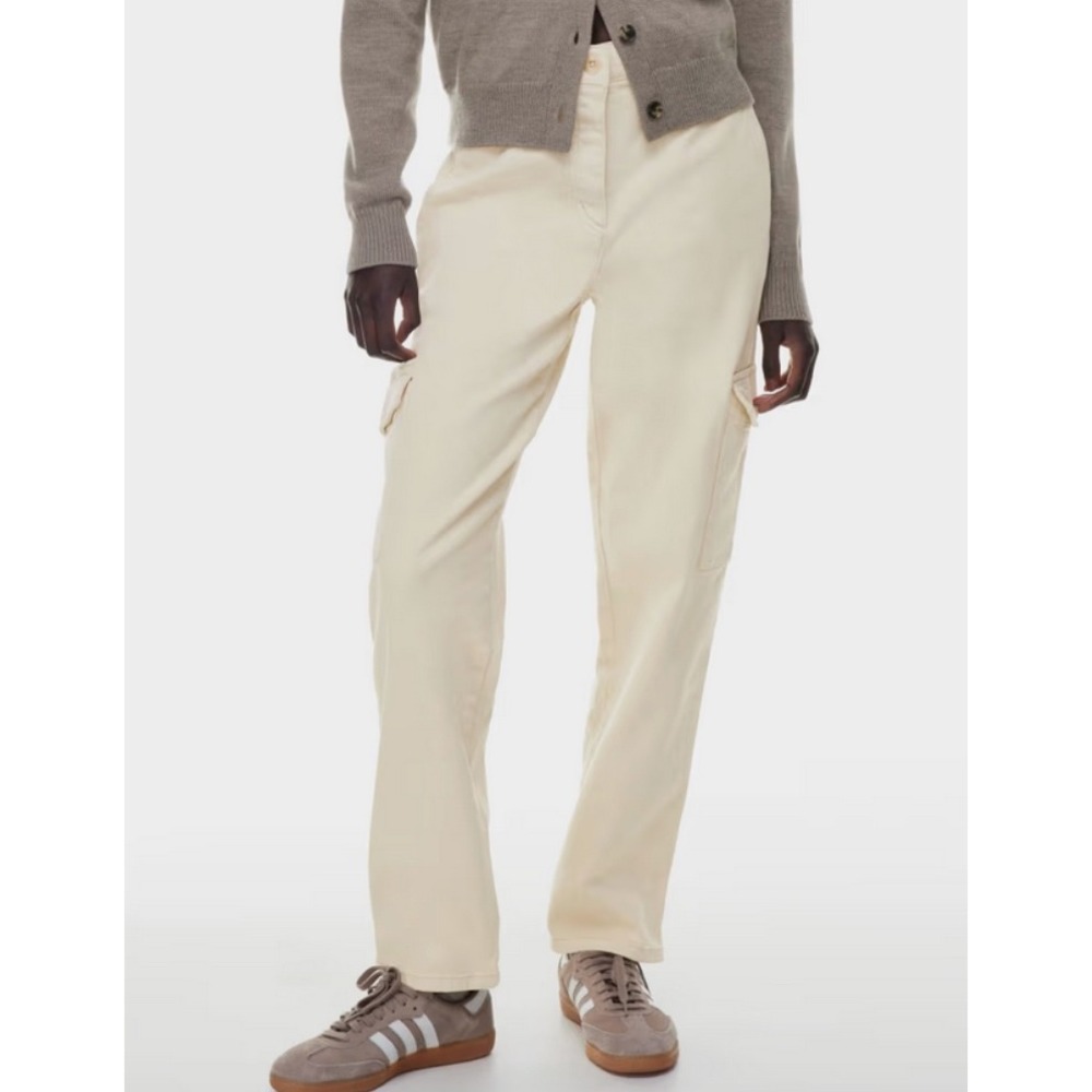 Wilfred Free Aritzia Cream High Waisted Cargo Pants Straight Leg Size 6